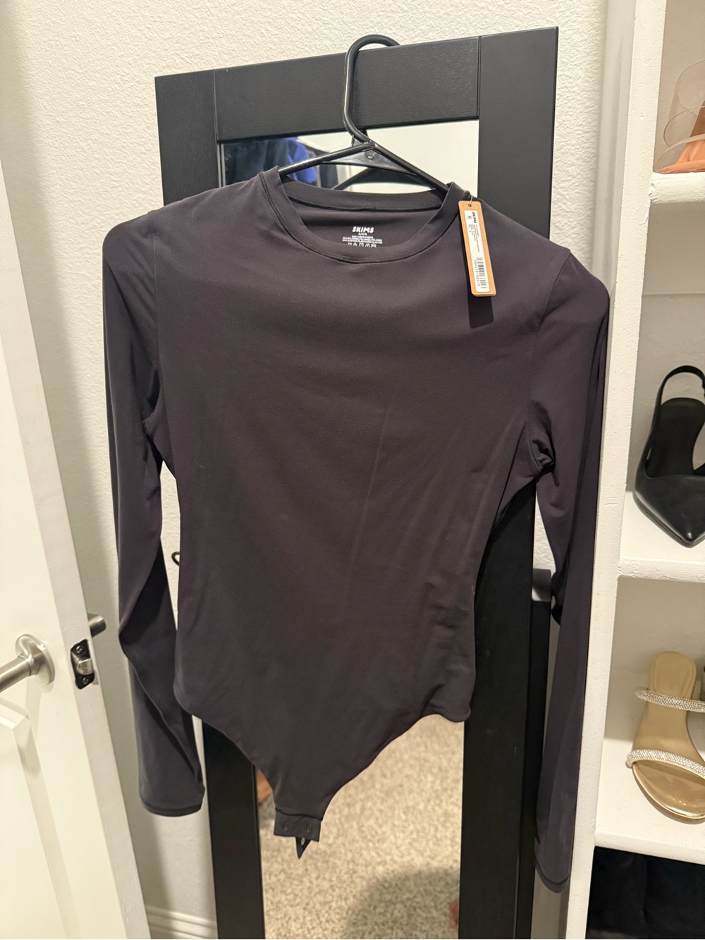 Skims Fits Everybody Long-Sleeve Black Bodysuit NEW